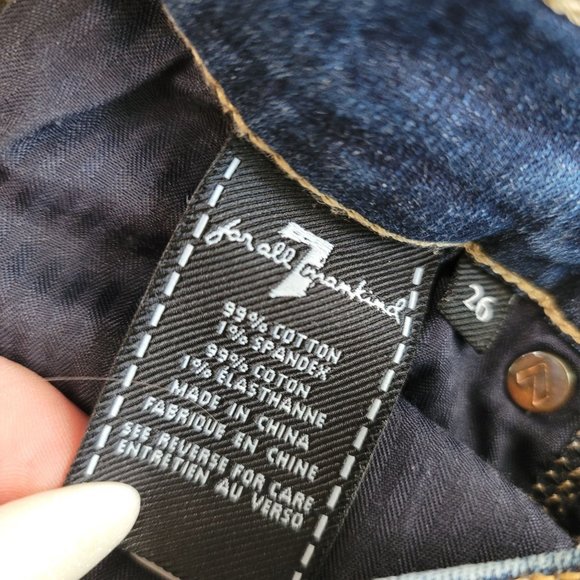 7 for all mankind the ankle skinny b(air) denim blue jeans high rise size 26 - Picture 7 of 8